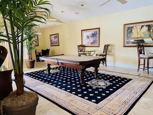 Billiard Table, Game Room, Interior, Recessed Lighting
