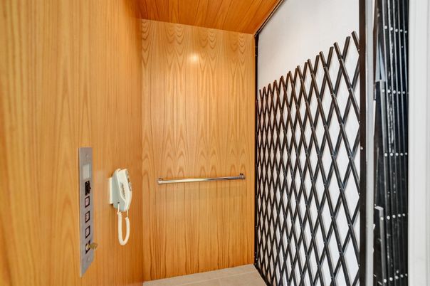 Elevator, Interior, Wooden Ceilings, Wooden Walls