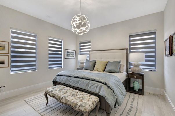 Bedroom, Interior, Pendant Lights, Wood Texture Flooring