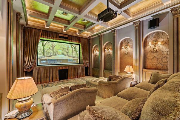Interior, Living room, Projection Screen, Recessed Lighting, Theatre Room