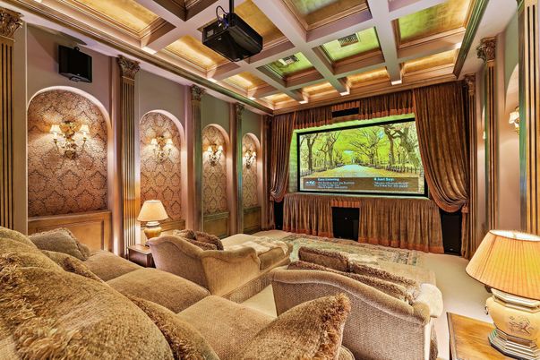 Interior, Living room, Projection Screen, Recessed Lighting, Theatre Room