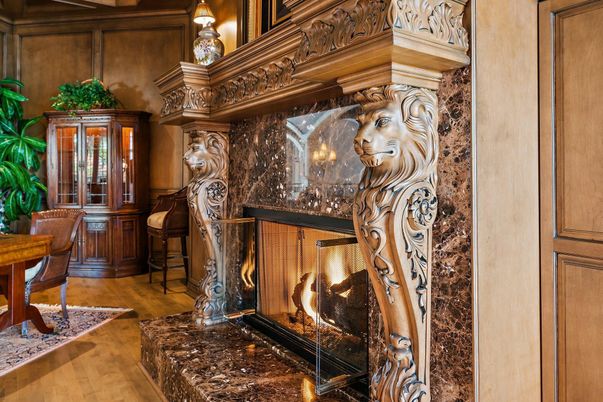 Fireplace, Interior, Wood Texture Flooring