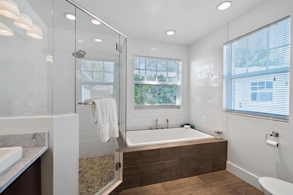 Bathroom, Glass Shower, Interior, Recessed Lighting