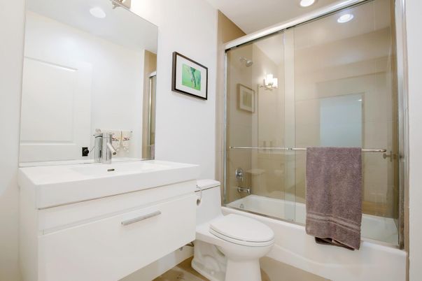 Bathroom, Glass Shower, Interior, Recessed Lighting