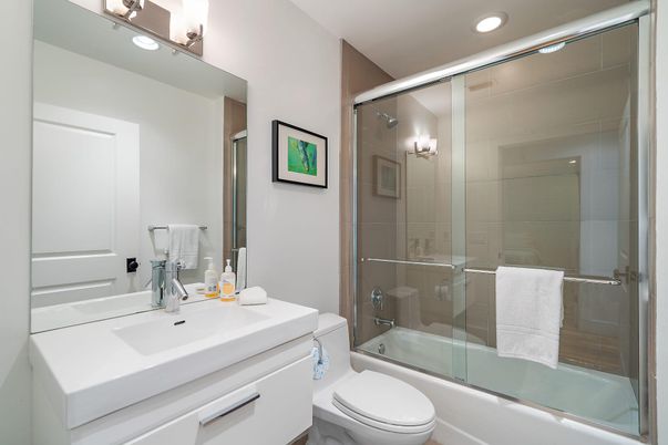 Bathroom, Glass Shower, Interior, Recessed Lighting