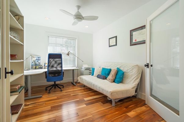Home Office, Interior, Recessed Lighting, Wood Texture Flooring
