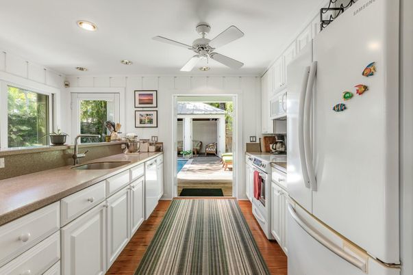 Interior, Kitchen, Recessed Lighting, Wood Texture Flooring