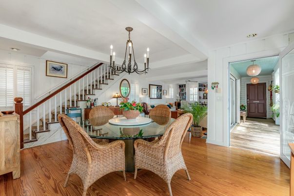 Chandelier, Dining room, Interior, Pendant Lights, Wood Texture Flooring