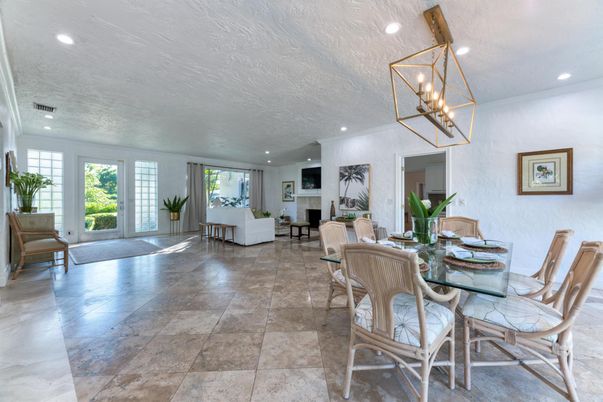 Dining room, Fireplace, Interior, Living room, Pendant Lights, Recessed Lighting