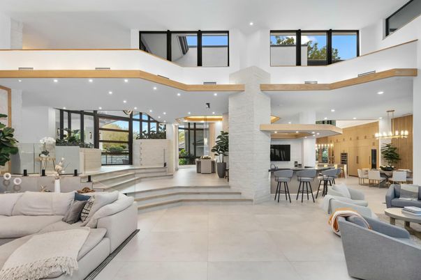 Dining room, Fireplace, Interior, Kitchen, Living room, Pendant Lights, Recessed Lighting