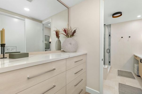 Bathroom, Glass Shower, Interior, Recessed Lighting