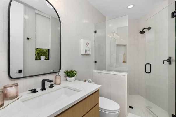 Bathroom, Glass Shower, Interior, Recessed Lighting