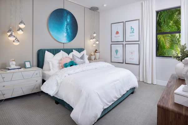 Bedroom, Interior, Pendant Lights, Recessed Lighting