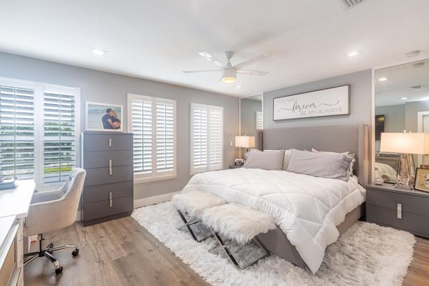 Bedroom, Home Office, Interior, Recessed Lighting, Wood Texture Flooring