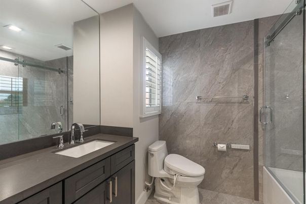 Bathroom, Glass Shower, Interior, Marble Walls, Recessed Lighting
