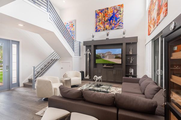 Interior, Living room, Recessed Lighting, Wood Texture Flooring