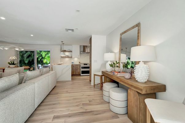 Interior, Kitchen, Living room, Pendant Lights, Recessed Lighting, Stainless Steel Appliances, Wood Texture Flooring