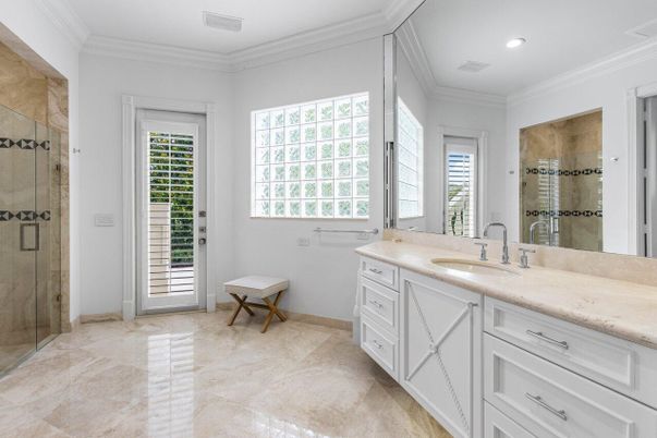 Bathroom, Glass Shower, Interior, Recessed Lighting