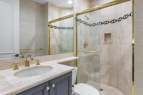 Bathroom, Glass Shower, Interior, Recessed Lighting