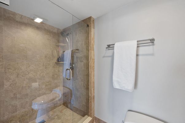 Bathroom, Glass Shower, Interior, Recessed Lighting