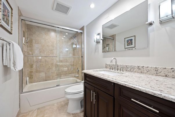 Bathroom, Glass Shower, Interior, Recessed Lighting