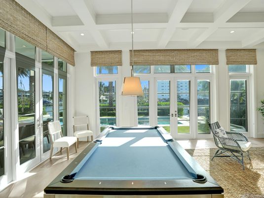 Billiard Table, Game Room, Interior, Pendant Lights, Recessed Lighting