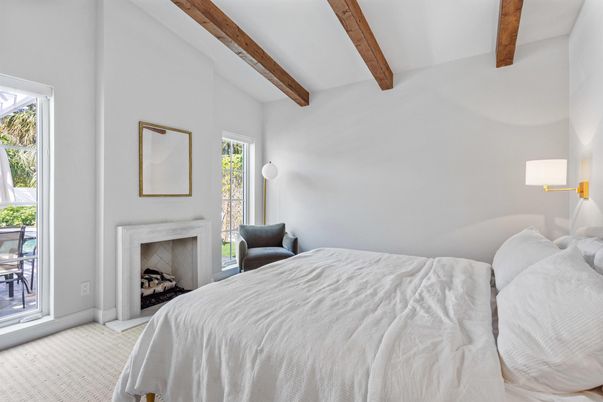 Bedroom, Fireplace, Interior, Wooden Beams