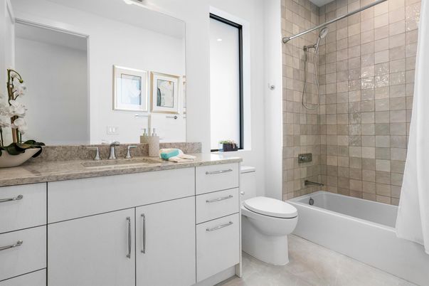 Bathroom, Glass Shower, Interior, Recessed Lighting