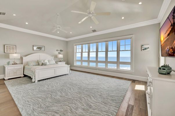 Bedroom, Interior, Recessed Lighting, Water, Wood Texture Flooring