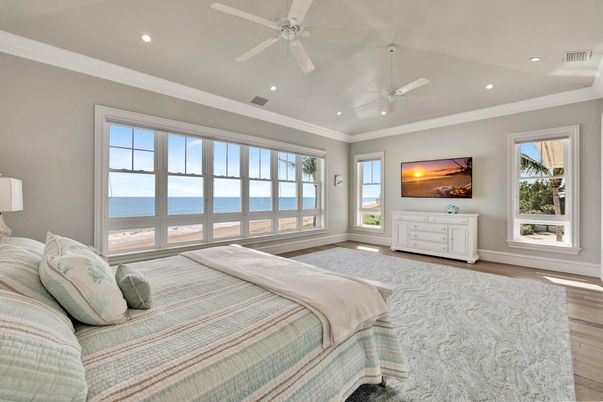 Bedroom, Interior, Recessed Lighting, Water, Wood Texture Flooring