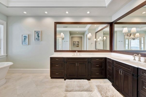 Bathroom, Dual Sink Vanities, Free Standing Baths, Interior, Recessed Lighting