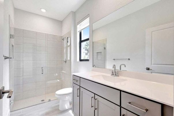 Bathroom, Glass Shower, Interior, Recessed Lighting