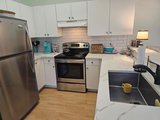 Interior, Kitchen, Stainless Steel Appliances, Wood Texture Flooring