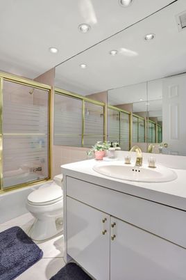 Bathroom, Dual Sink Vanities, Glass Shower, Interior, Recessed Lighting