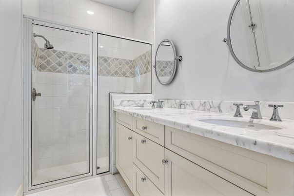 Bathroom, Dual Sink Vanities, Glass Shower, Interior