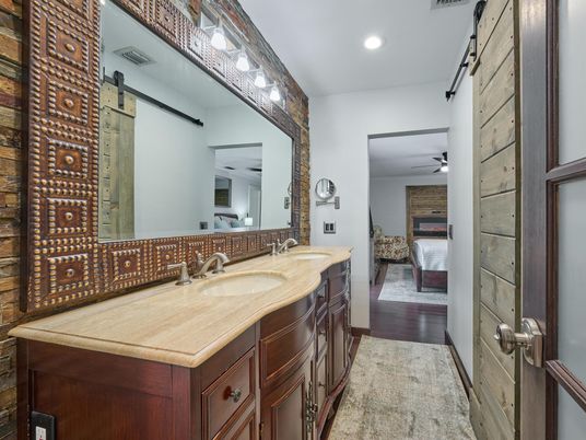 Bathroom, Interior, Recessed Lighting, Wood Texture Flooring