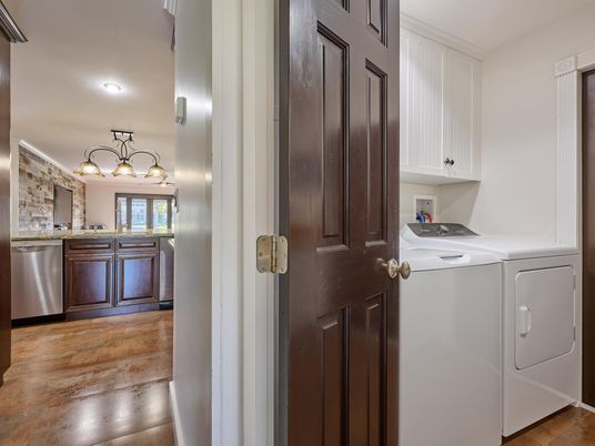 Interior, Recessed Lighting, Washer, Wood Texture Flooring