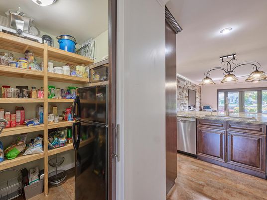 Interior, Kitchen, Recessed Lighting, Wood Texture Flooring