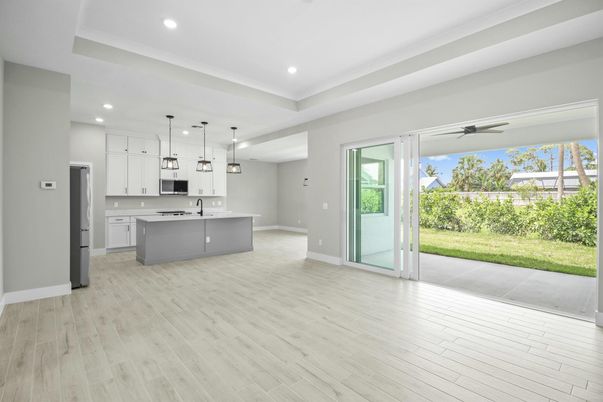 Interior, Kitchen, Pendant Lights, Recessed Lighting, Wood Texture Flooring