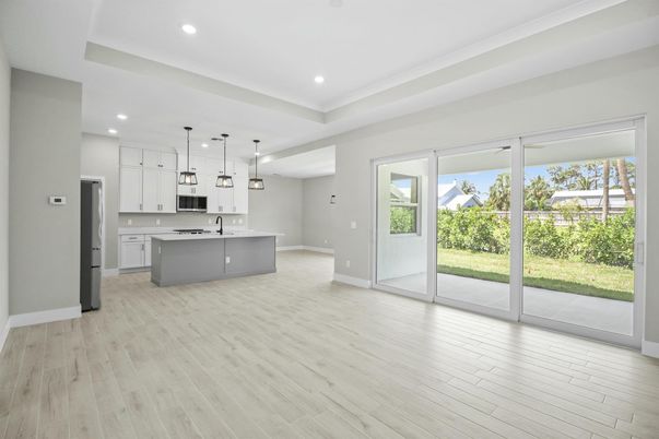 Interior, Kitchen, Pendant Lights, Recessed Lighting, Wood Texture Flooring