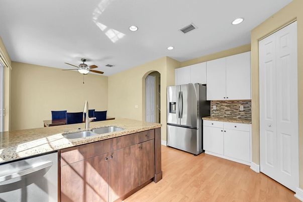 Interior, Kitchen, Recessed Lighting, Wood Texture Flooring