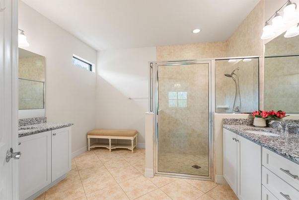 Bathroom, Glass Shower, Interior, Recessed Lighting