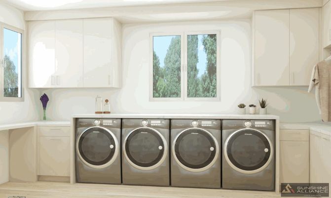 Interior, Washer, Wood Texture Flooring