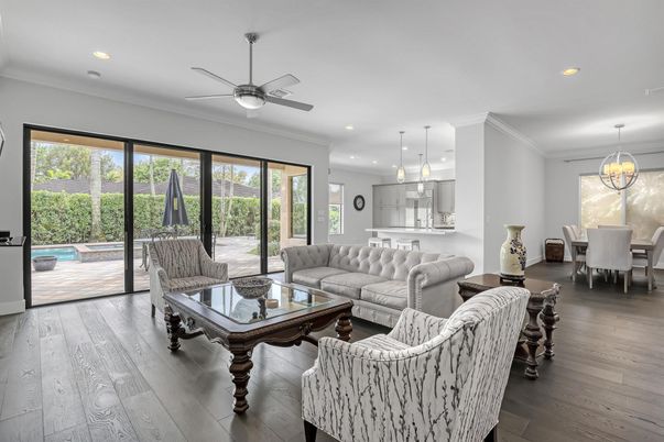 Dining room, Interior, Kitchen, Living room, Pendant Lights, Recessed Lighting, Wood Texture Flooring