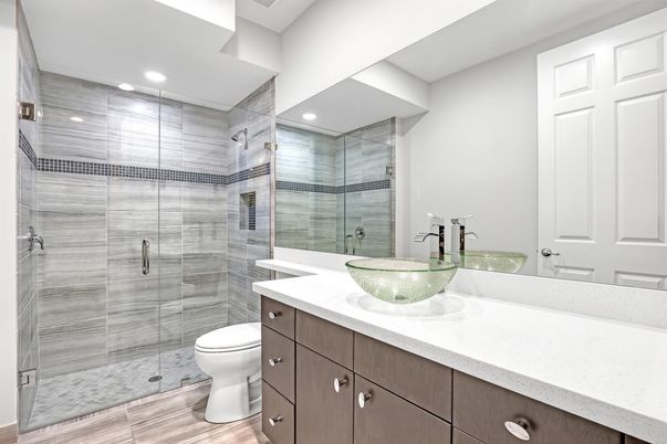 Bathroom, Glass Shower, Interior, Recessed Lighting