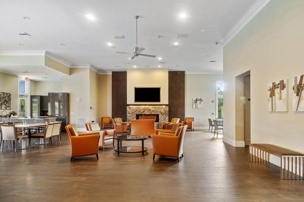 Dining room, Fireplace, Interior, Living room, Recessed Lighting, Wood Texture Flooring