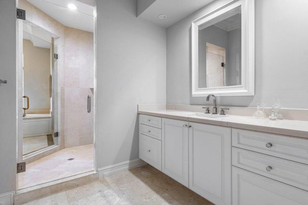 Bathroom, Glass Shower, Interior, Recessed Lighting