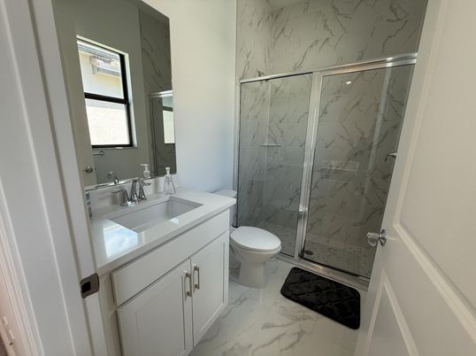 Bathroom, Glass Shower, Interior, Marble, Marble Walls