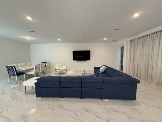 Dining room, Interior, Living room, Marble, Recessed Lighting