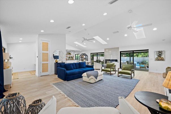 Interior, Living room, Recessed Lighting, Wood Texture Flooring